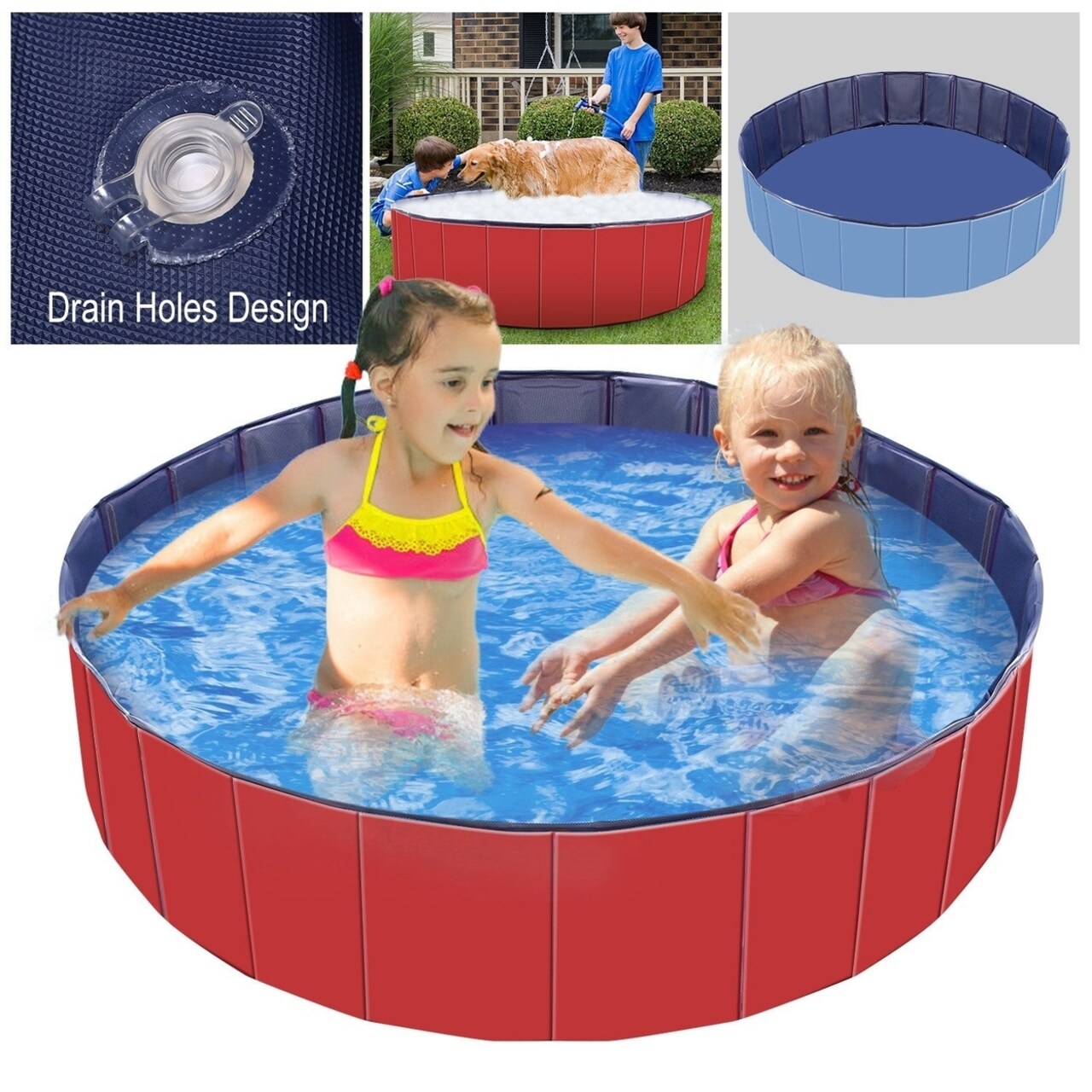4X4ft Foldable Pet Swimming Pool Pvc Kiddie Baby Dog Swim Pool Bathing Tub Playmat Kids Pools